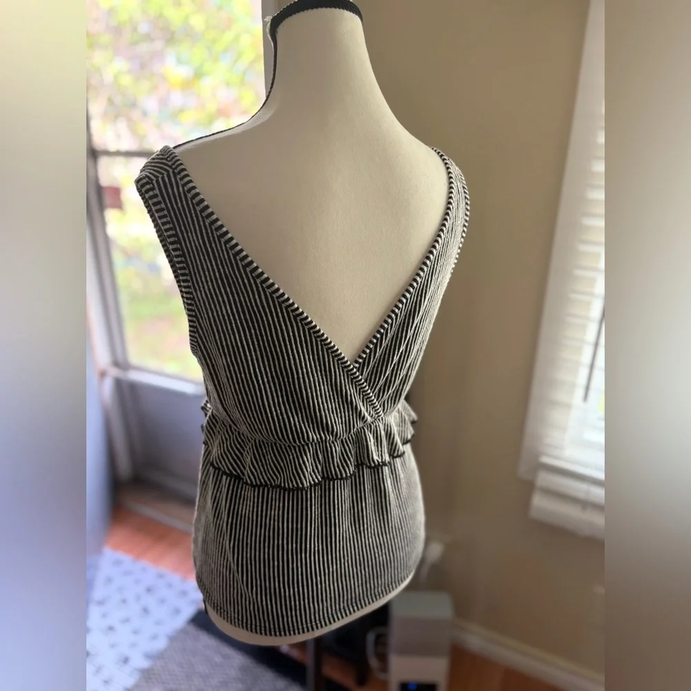 Striped V-Neck Ruffle Top - Picture 5 of 6